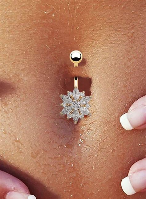 Janie Swarovski Crystal Flower Belly Button Ring Stud Belly Button