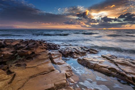 Best Photo Of Ocean Desktop Wallpaper Of Sunrise Rocks Imagebankbiz