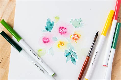 Video Tutorial Watercolor Flowers With Crayola Markers