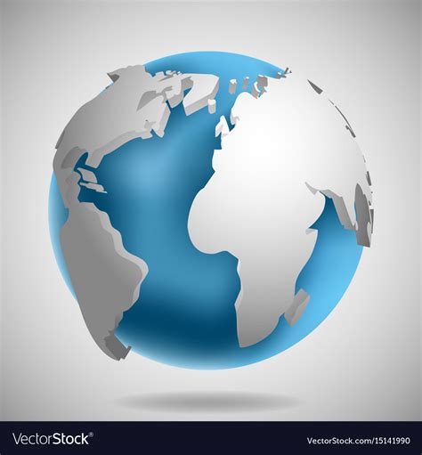 3d Earth Globe Icon With Shadow Royalty Free Vector Image