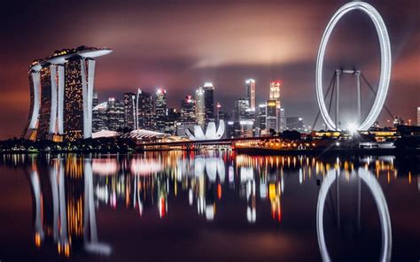 Télécharger Sands De La Baie De Marina Singapour Nuit Marina Bay