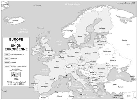 Euratlas Info Europe Et Union Europeénne 2008 En Niveaux De Gris Muette