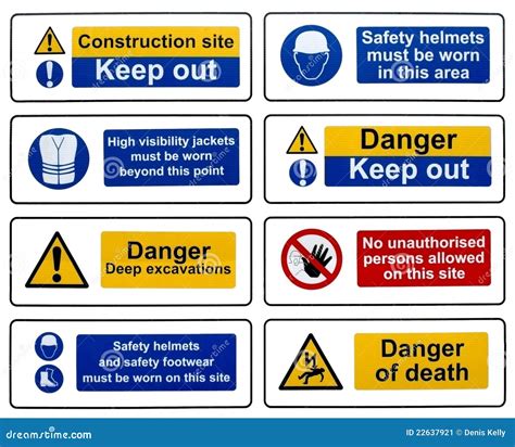 Construction Health Safety Danger Warning Signs Stock Image Image