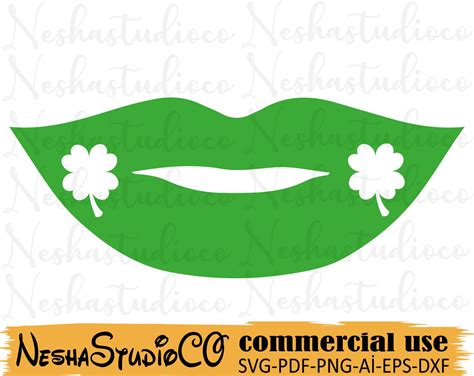 Shamrock Lips Svgst Patricks Day Svglips Svgshamrock Etsy Ireland