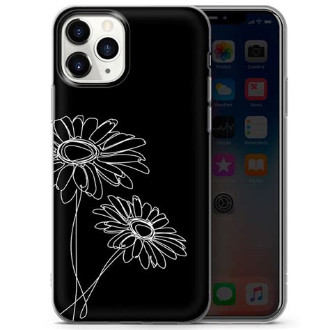 Line Art Phone Case Floral Iphone Cover Pour Iphone 13 12 11 Xr Xs