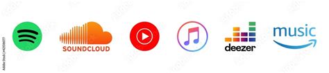 Vetor De Set Of Apple Music Spotify Youtube Music Soundcloud Deezer Amazon Music Do Stock