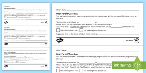 Parent Teacher Meeting Editable Notes Teacher Made