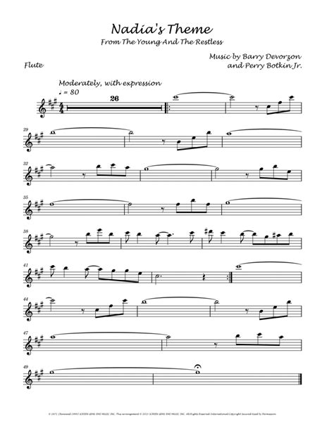 Nadias Theme By Barry Devorzon Flute Solo Digital Sheet Music Sheet Music Plus