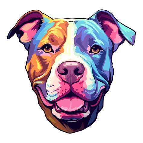 Colorful American Pit Bull Dog American Pit Bull Portrait Dog Sticker