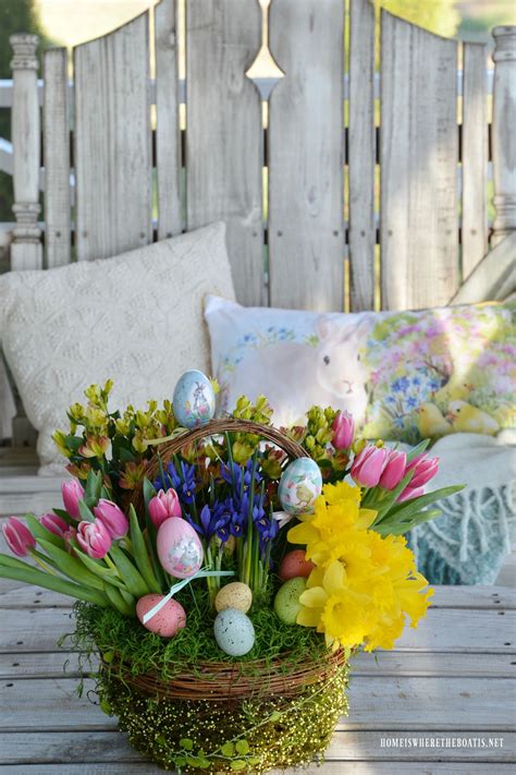 Create A Blooming Easter Basket Easter Flower Arrangements Spring