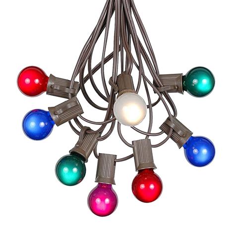 Multi Colored Satin G30 Globeround Outdoor String Light Set On Brown