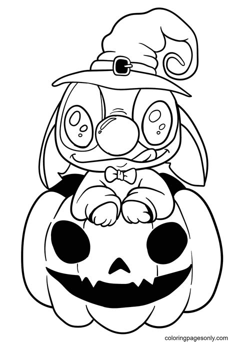 Stitch On Pumpkin Coloring Page Free Printable Coloring Pages
