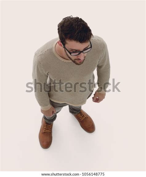 View Above Serious Young Man Looking Stock Photo 1056148775 Shutterstock