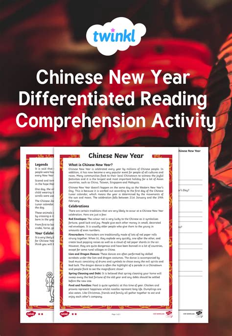 Ks1 Chinese New Year Reading Comprehension Chinese New Year Ks1