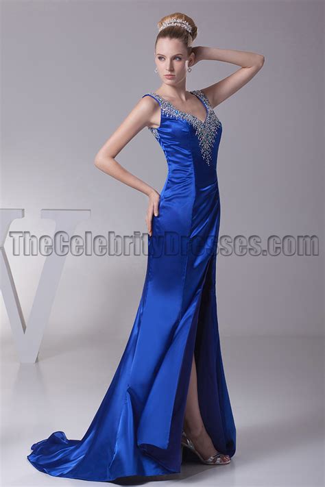 Sexy Royal Blue Beaded Evening Gown Formal Dresses