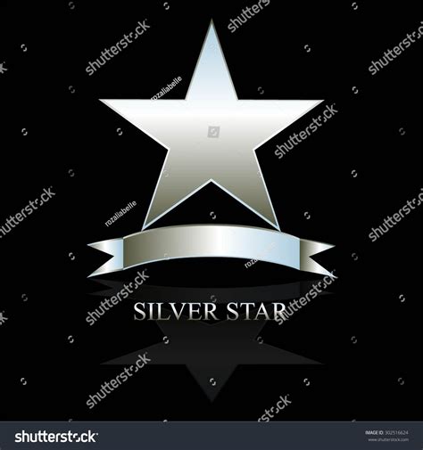 Vector Illustration Silver Star Ribbon On Stock Vector Royalty Free