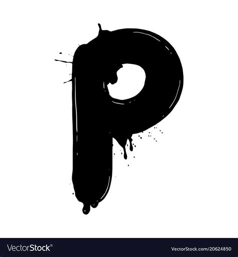 Blot Letter P Black And White Royalty Free Vector Image