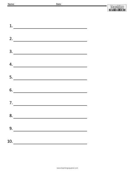 Handwriting Paper Numbered Lined Paper Numbered Lined Paper Template