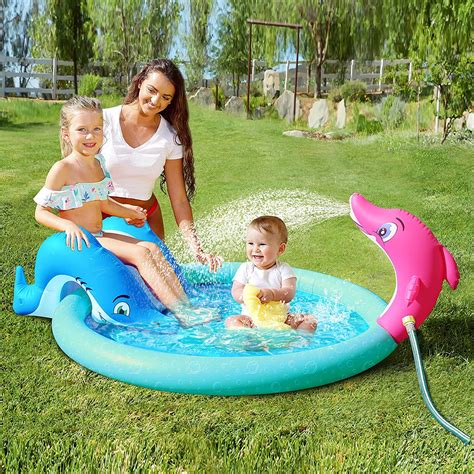 Inflatable Sprinkler Kiddie Pool With Slide Sprinkler Pool Play Center