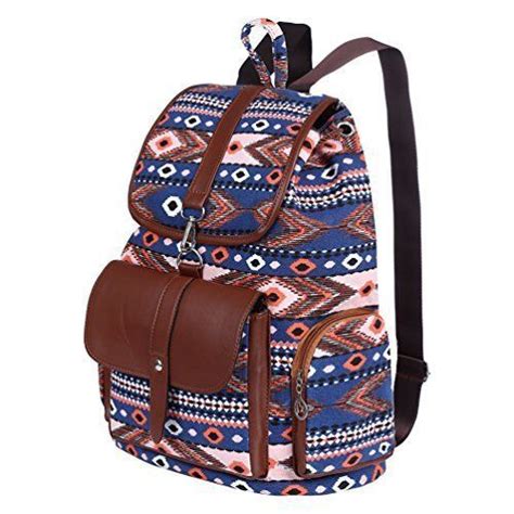 Women Bohemian Drawstring Backpack Casual Outdoor Canvas Daypack Travel