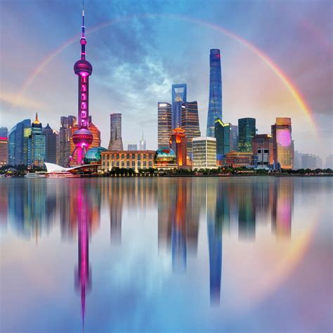 Shanghai Rainbow Skyline Wall Art Photography