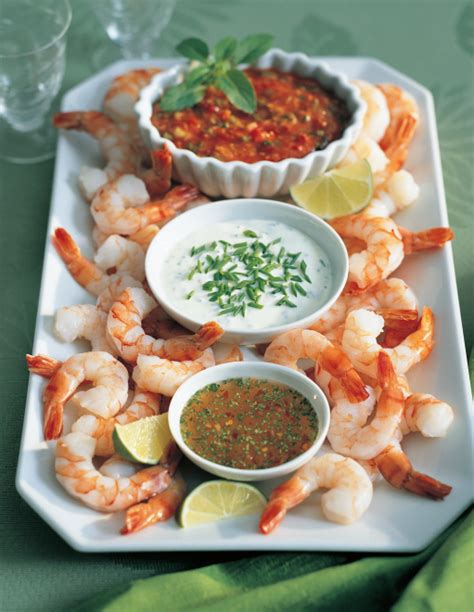 Small bowls for dips or honey. Three amazing dips for a cocktail shrimp platter - Chatelaine