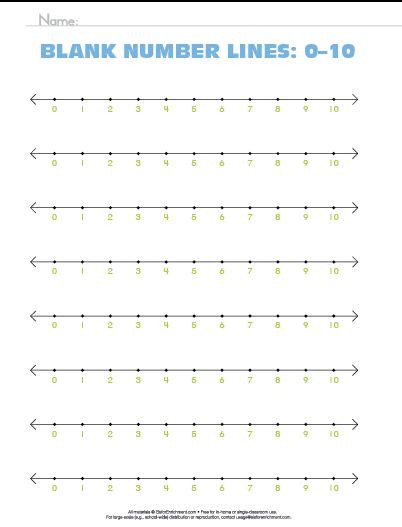 Numberline10 Number Line Printable Worksheets Math