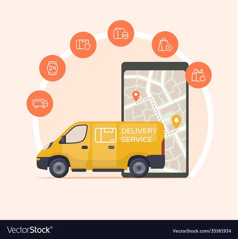 Delivery Service Transportation Van Fast Reliable Vector Image