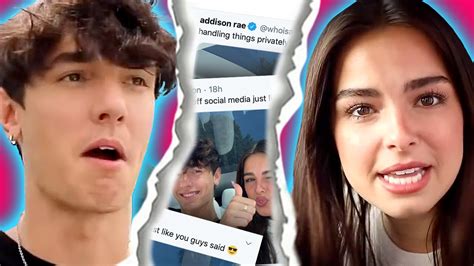 tik tok stars addison rae and bryce hall break up after she deletes this