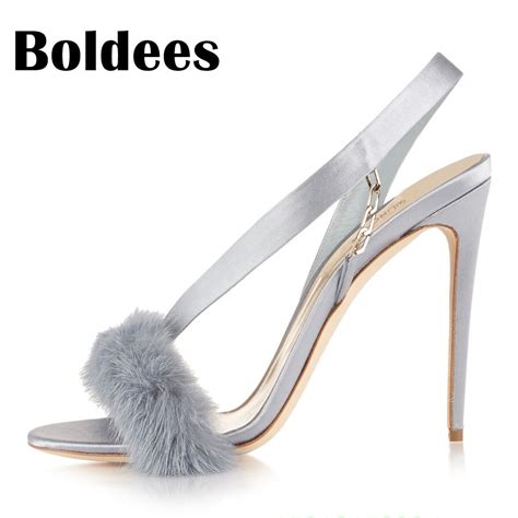 Boldees Hot Cute Suede Leather Soft Fur Feathers Ankle Strap Women