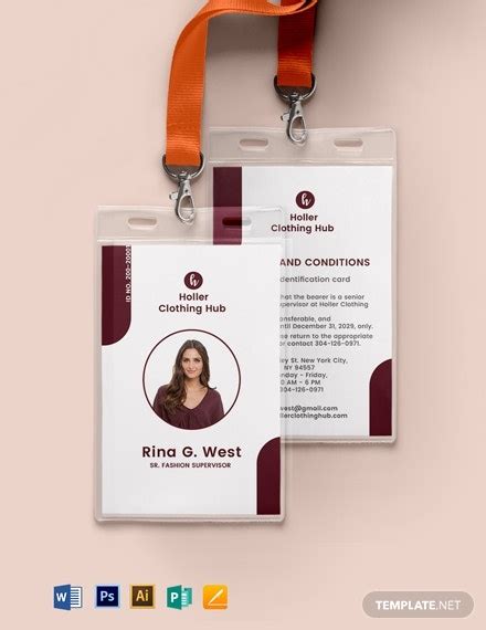 Editable Office Id Card Template Illustrator Ms Word Pages Images