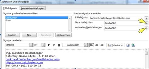 Creating and selecting a signature is not that difficult in outlook. In MS Outlook Signaturen anlegen - geht ruckzuck - Zeitblüten