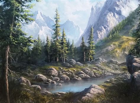 Rocky Lake Oil Painting By Kevin Hill Watch Short Oil Painting