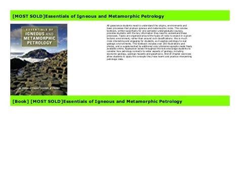 Most Sold Essentials Of Igneous And Metamorphic Petrology