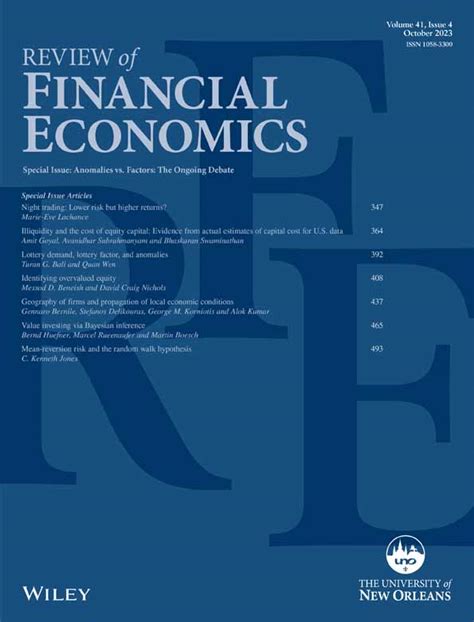 Review Of Financial Economics List Of Issues Wiley Online Library