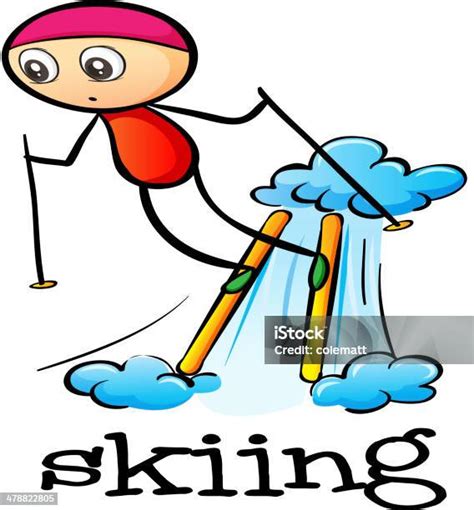 Stickman Skiing Stock Illustration Download Image Now Activity