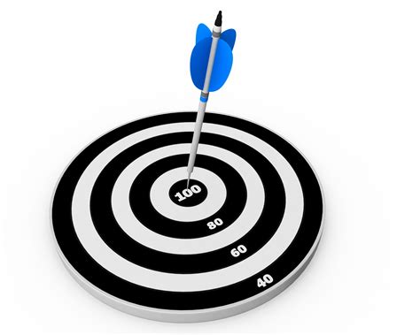 Blue Arrow On Target Board For 100 Percent Goal Achievement Stock Photo ...