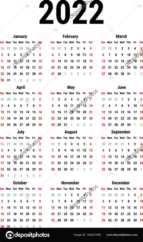 Calendar For 2022 — Stock Vector © 1507kot 160321090