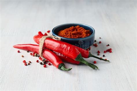 Concept Of Hot And Spicy Ingredients Red Hot Chili Pepper Stock Image