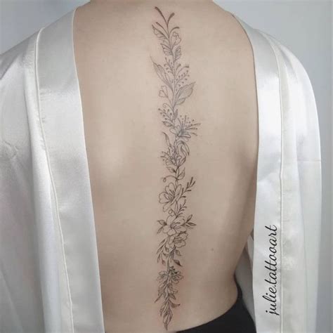 Floral Spine Tattoo Floral Back Tattoos Flower Spine Tattoos Spine
