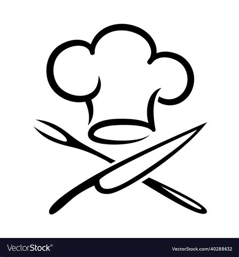 Draw A Chefs Hat Knife Fork Royalty Free Vector Image