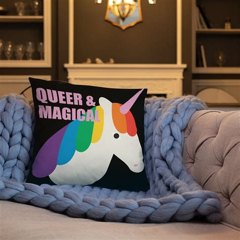 Queer And Magical White Unicorn Pillow Gay Pride Pillow Etsy