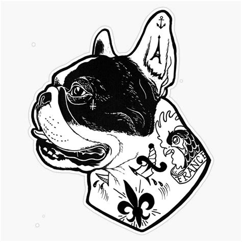 Tattooed French Bulldog Sticker Vinyl Waterproof Sticker