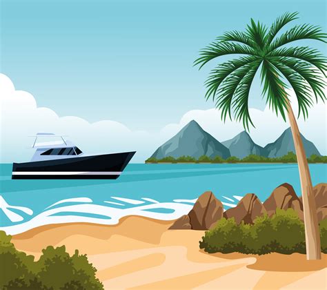 Seashore Landscape Cartoon 657022 Vector Art At Vecteezy