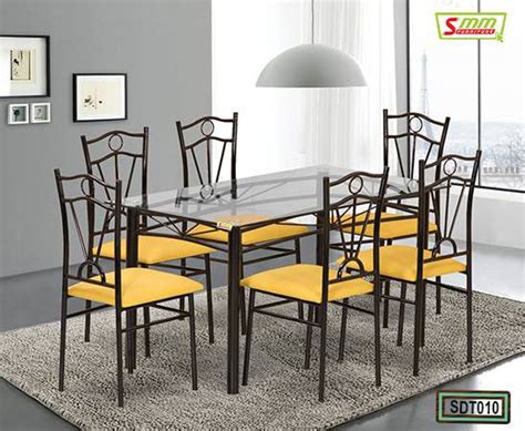 Steel Dining Table With Glass Top 010 Smmbdstore Online Furniture