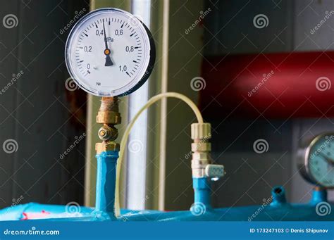 Pressure Gauge Showing The Pressure On The Water Pipe Stock Image