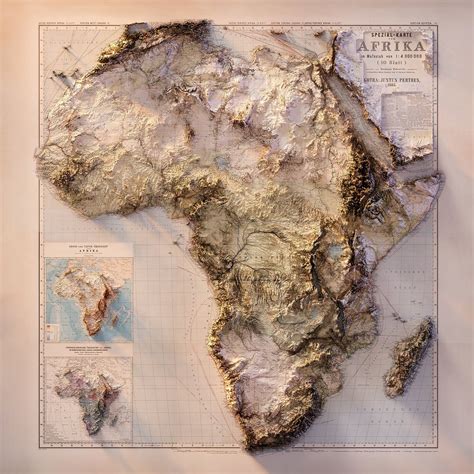 Africa Topography Etsy Topografische Karte Geografie 3d Karten