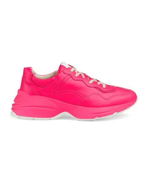 Gucci Rhyton Fluorescent Leather Sneaker In Pink For Men Lyst