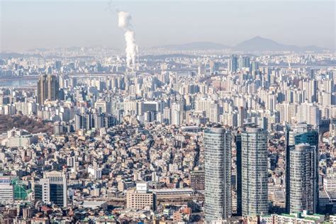 Downtown Seoul South Korea Cityscape Aerial View From Namsan Tower