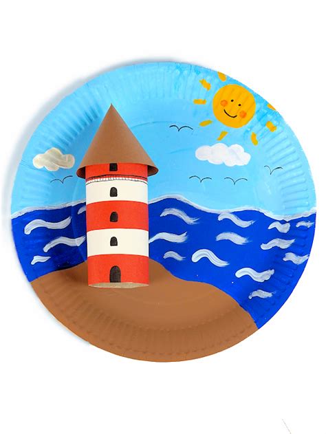 Paper Plate Cardboard Roll Lighthouse Craft Our Kid Things